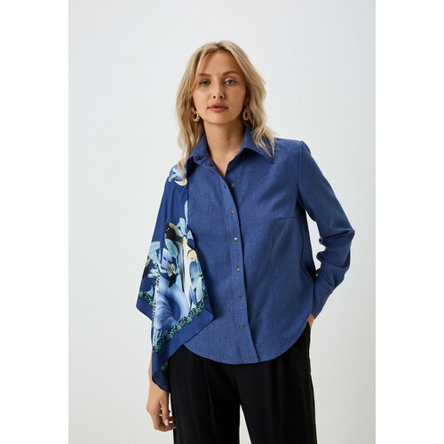 фото Рубашка , классический стиль, прямой силуэт, длинный рукав, размер 48, синий katya ander