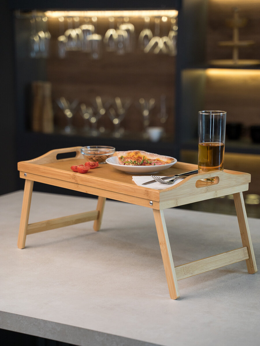 Поднос-столик/Столик для завтрака "Termico", бамбук, 50*30*23 см.