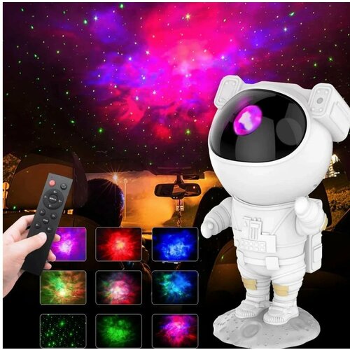 Дизайнерский лазерный проектор ночник звездного неба игрушка светильник Космонавт с пультом 987₽