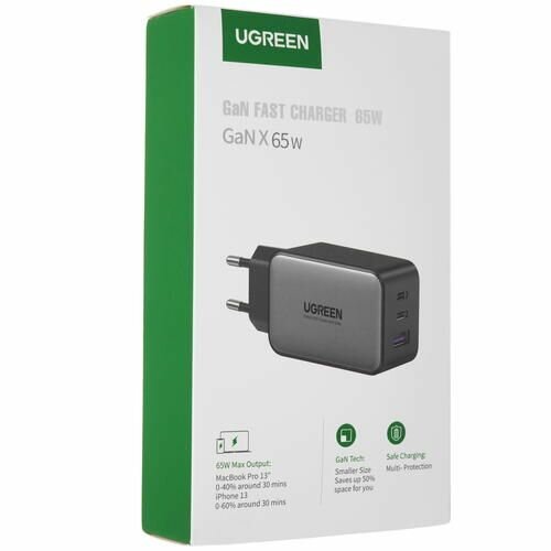 Зарядное устройство сетевое UGREEN 15334_ USB-A/2*USB-C, 65W, белый - фото №17