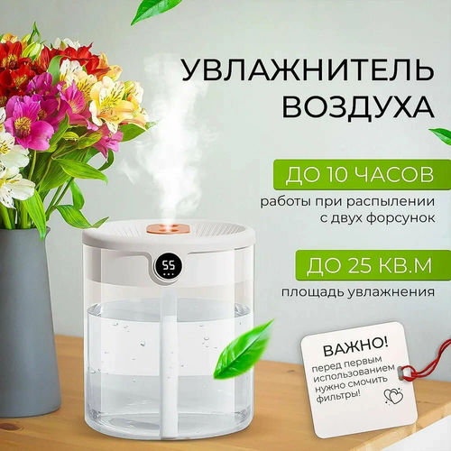 Увлажнитель воздуха Ультразвуковой портативный с ионизацией и подсветкой для дома офиса и растений белый SUPERNOWA 199900₽