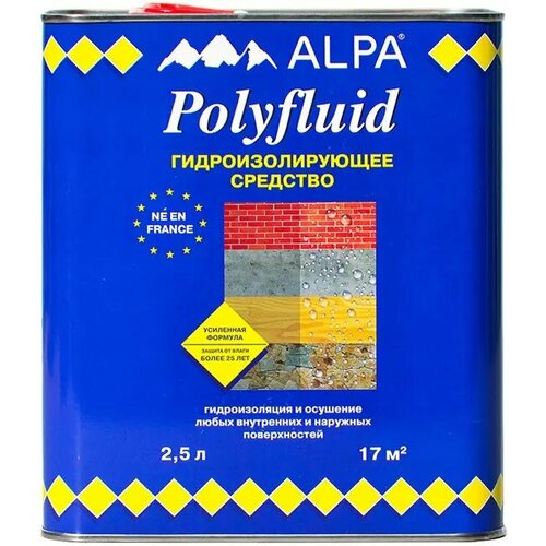 Гидроизолирующее средство Alpa Полифлюид 2.5 л мастика alpa polyfluid гидроизолирующее средство 5 2кг 5 л цвет прозрачный