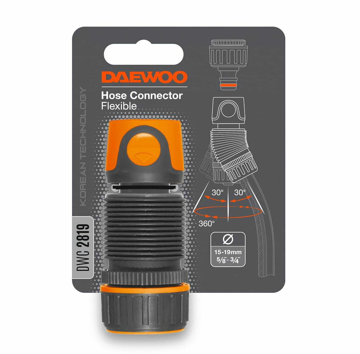 Коннектор гибкий Daewoo DWC 2819 для шланга 15-19 мм (5/8"-3/4")