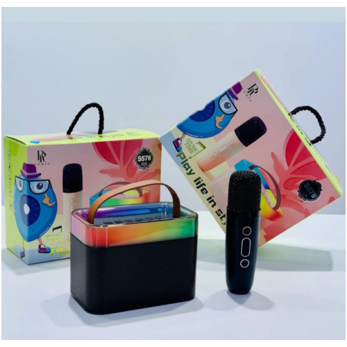 Портативная Bluetooth-колонка с караоке микрофоном/ RGB-подсветка/ Black