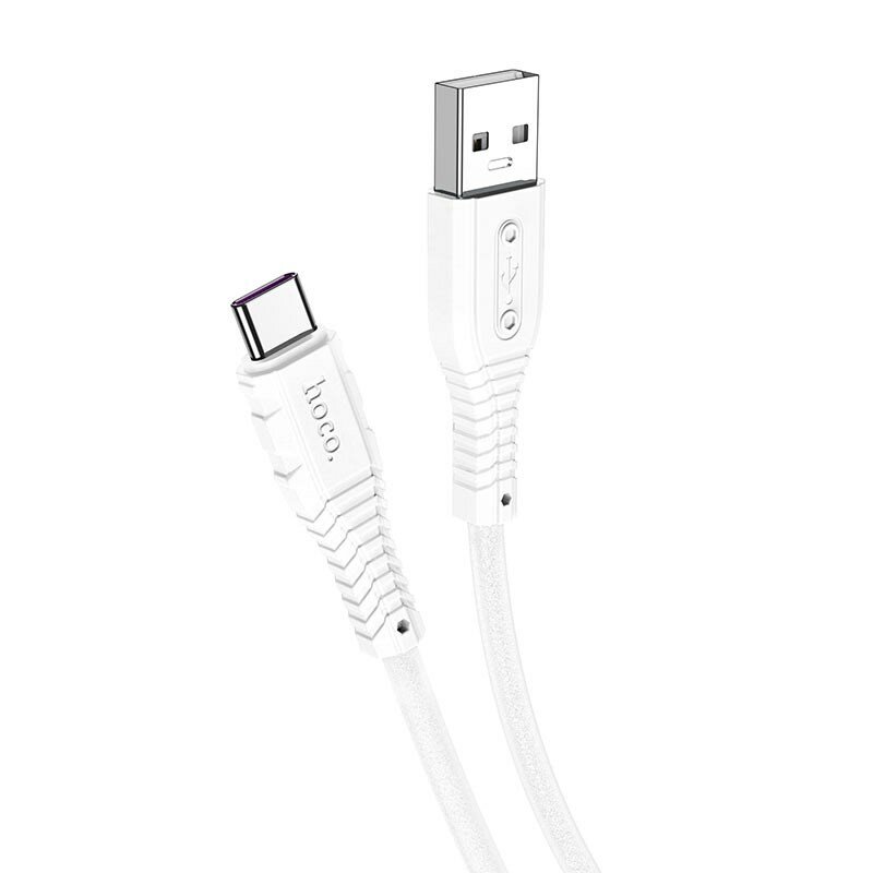 Кабель USB A --> Type-C (M) 1.0м (USB 2.0) hoco X67, белый, "nano" силиконовая оплётка, 5A