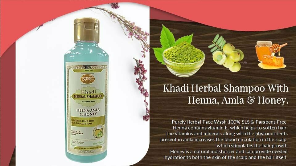 Khadi India, Травяной шампунь Хна, Амла и Мед (Herbal Shampoo Heena Amla & Honey)