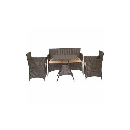 Набор мебели Garden story Асгард (стол Верона диван+2 кресла ротанг коричневый, подушки бежевые)