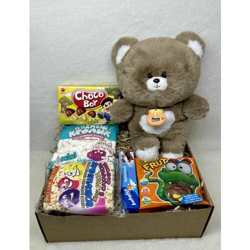 Подарочный набор, сюрприз бокс, для мальчика, для девочки, мягкая игрушка Мишка-косолапый 30 см, сладости, шоколад, мармелад