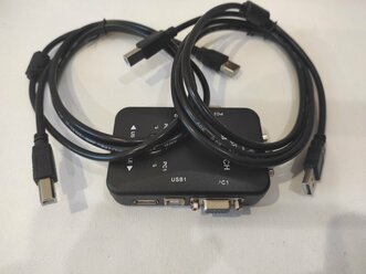 Комплект KVM переключатель VGA 2х1 USB 2.0 + 2 USB кабеля type A-type B /VConn/