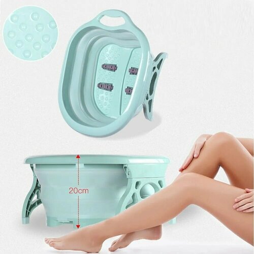 Массажная ванночка для ног роликовая складная Массажер для ног ступней зеленая 1211₽