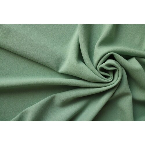 Ткань зеленый креп из шерсти (цвет шалфей) ткань пудровый креп из шерсти