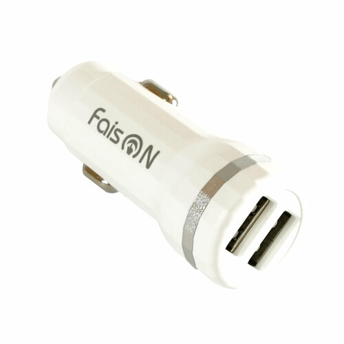 Блок питания автомобильный 2 USB FaisON Z27, Staunch, 2400mA, кабель микро USB, цвет: белый