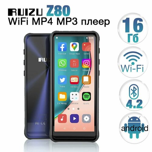 Wi-Fi bluetooth mp3 mp4 плеер RUIZU Z80, 16 ГБ mp3 плеер rijaho 8gb bluetooth метлаллический корпус mp3 mp4 e book диктофон розовый