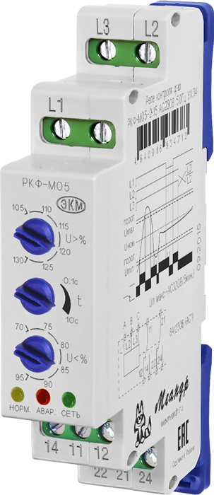 Реле контроля фаз РКФ-М05-1-15 400В~ Меандр 4640016934683
