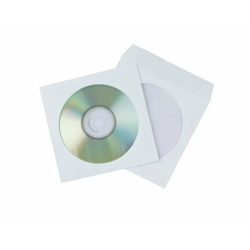 Конверт для CD дисков D2 TECH CDC-2-1000, с окном, клей дискрин, 1000 шт.