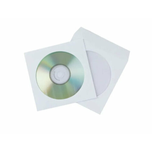 Конверт для CD дисков D2 Tech CDC-2-1000, с окном, клей дискрин, 1000 шт.