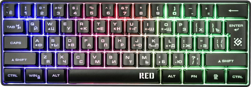 Клавиатура Defender Red GK-116 RU, радужная подсветка, 61 кнопка (45117)