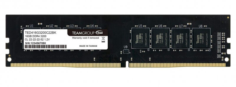 Оперативная память TEAM GROUP DDR4 16Gb 3200MHz pc-25600 ELITE CL22 1.2V (TED416G3200C22BK)