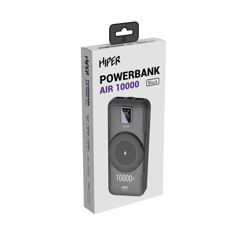 Внешний аккумулятор (Power Bank) HIPER AIR 10000, 10000мAч, черный [air 10000 black] — фото 10