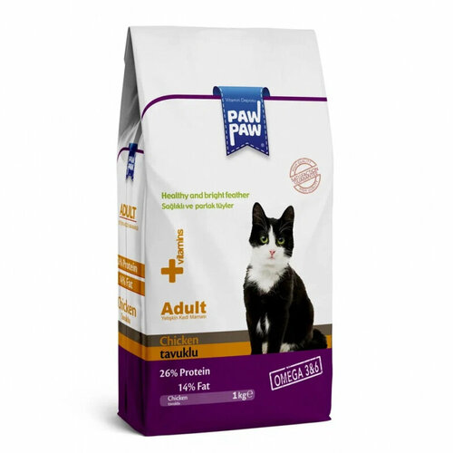 Корм сухой PAWPAW Adult Cat Food полнорационный для кошек с курицей, 1 кг