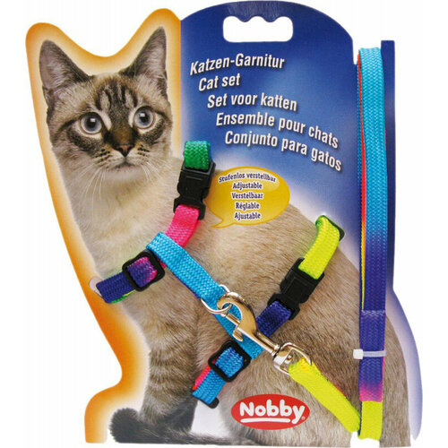 Шлейка регулируемая NOBBY PET NOBBY радуга для кошек, из нейлона