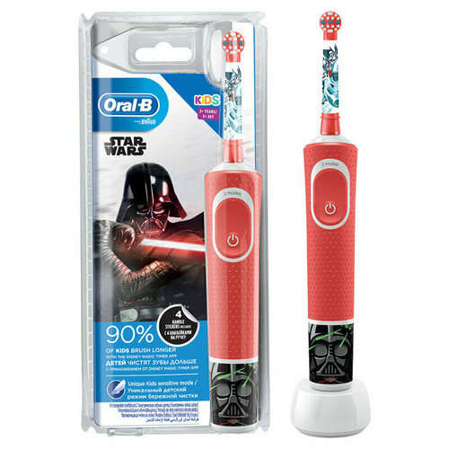 Зубная щётка электрическая Oral-b D100.413.2K Vitality Kids Star Wars зубная щетка oral b junior дисней звездные войны от 6 лет мягкая белый cиний