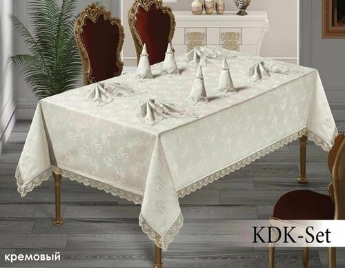 Скатерть EFOR KDK SET 160*220 + 8 салфеток, цвет белый