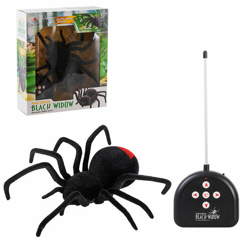 Детский игрушечный паук на радиоуправлении Чёрная вдова со световыми эффектами фигурка паука чёрная вдова