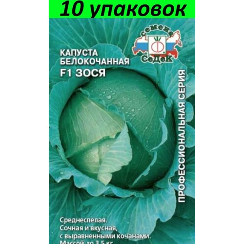 Семена Капуста белокочанная Зося F1 10уп по 0.3г (Седек) капуста б к зося f1 0 3г ср седек 10 пачек семян