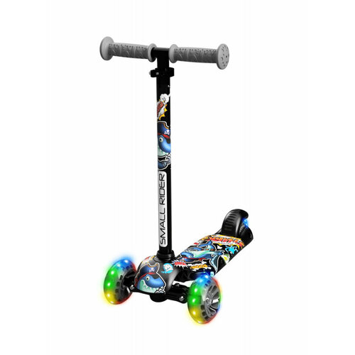 фото Самокат small rider turbo 2 cartoons black edition, черный, акула