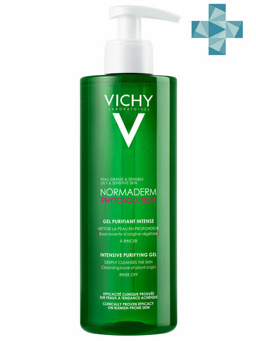 Vichy Normaderm Phytosolution Очищающий гель для умывания лица для комбинированной, жирной и проблемной кожи от прыщей, черных точек и акне, 400 мл