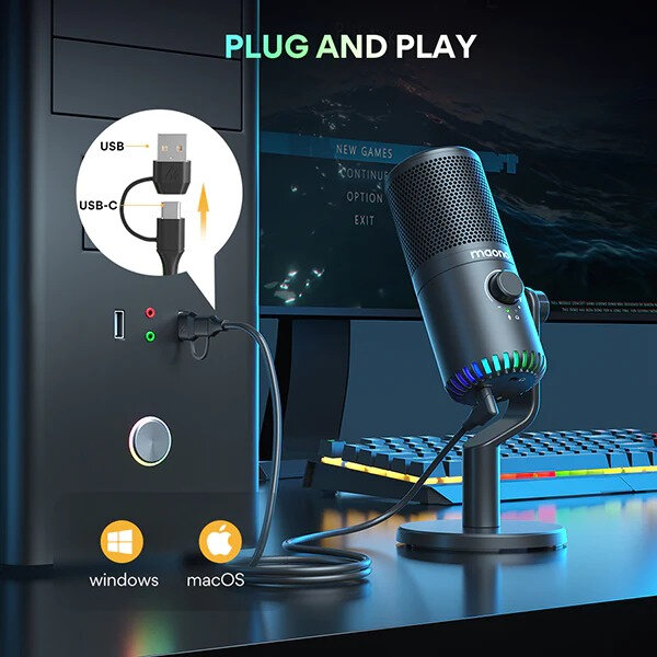 Микрофон MAONO, модель DM30 с RGB подсветкой, USB — фото 12