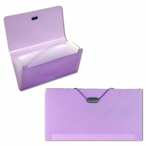 раскраски узоры фиолетовая Папка на резинке А65, 12 отделений, узоры, фиолетовая пастель