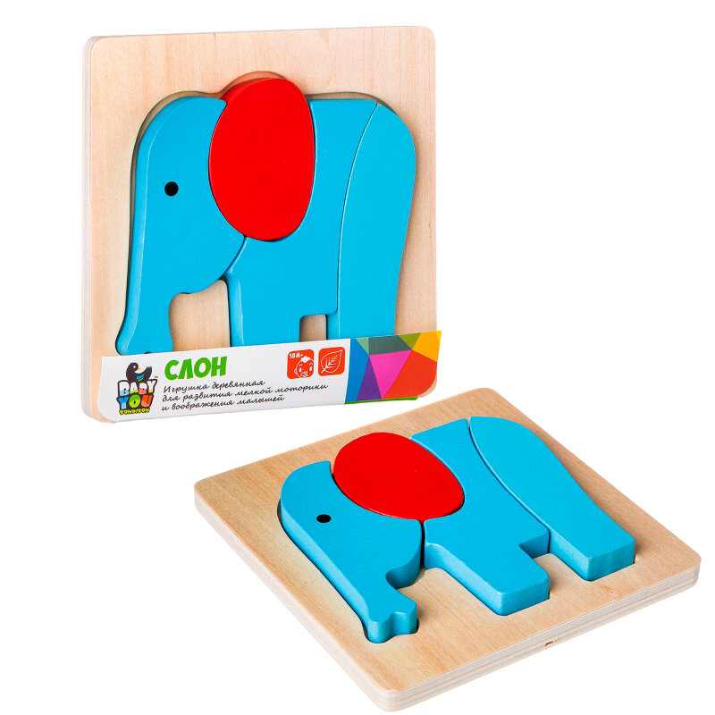 Игрушка деревянный пазл Слон, TKG011/ВВ2191 Bondibon - фото №5