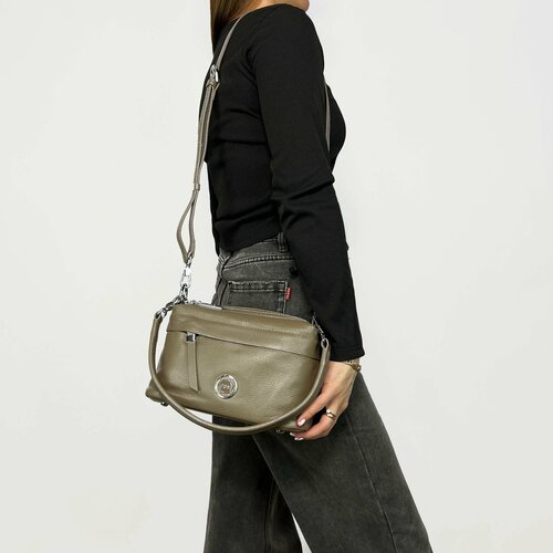 Сумка багет Polina & Eiterou, фактура матовая, горчичный, коричневый