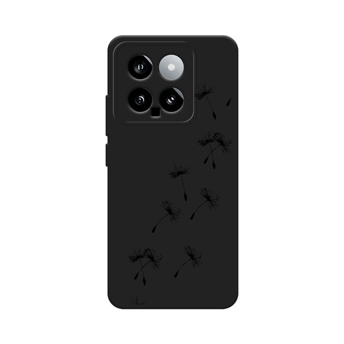Матовый силиконовый чехол на Xiaomi 14 / Сяоми 14 Матовый силиконовый чехол на Летящие одуванчики, черный матовый силиконовый чехол на xiaomi 14 pro сяоми 14 про матовый силиконовый чехол на летящие одуванчики черный