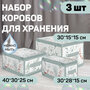 Набор кофров для хранения с застёжкой-молнией 3 шт, 40*30*25 см, 30*28*15 см, 30*15*15см, LAVANDE