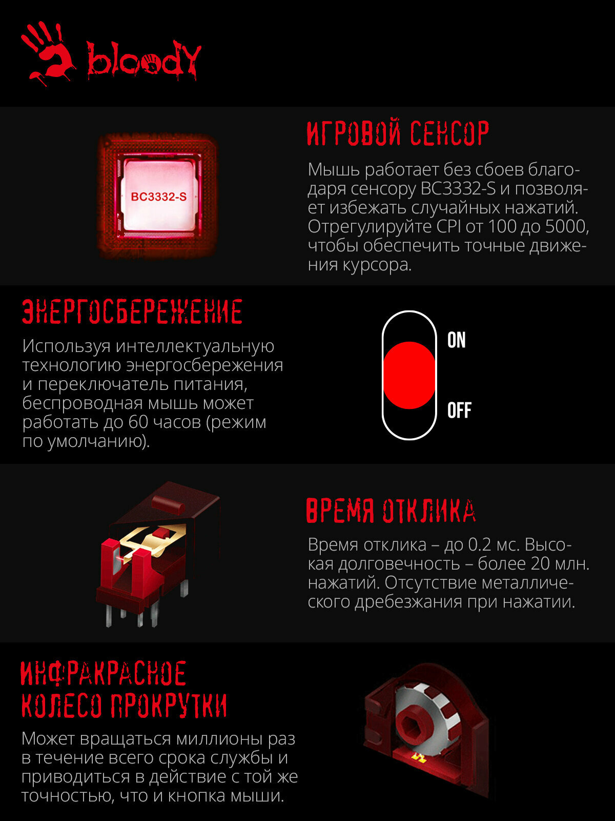 Мышь A4Tech Bloody R80 Plus Skull, черный/рисунок (r80 plus (skull)) - фото №10