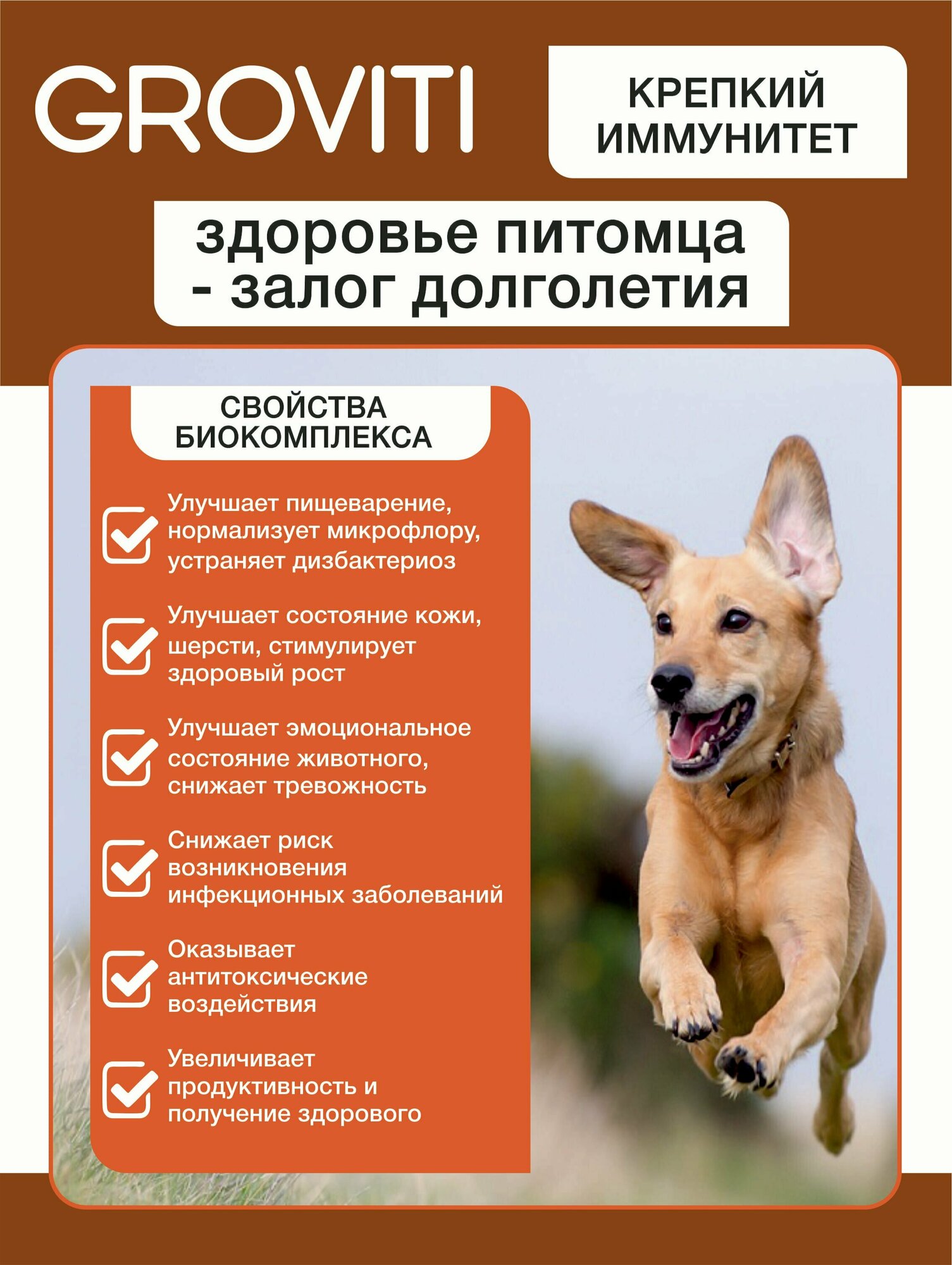 Биокомплекс Groviti для укрепления иммунитета собак и щенков 50 мл