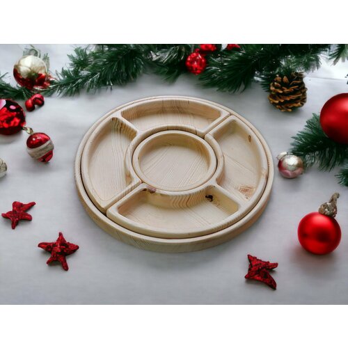 Менажница круглая составная / Тарелка для закусок (33х33 см) (хвоя)