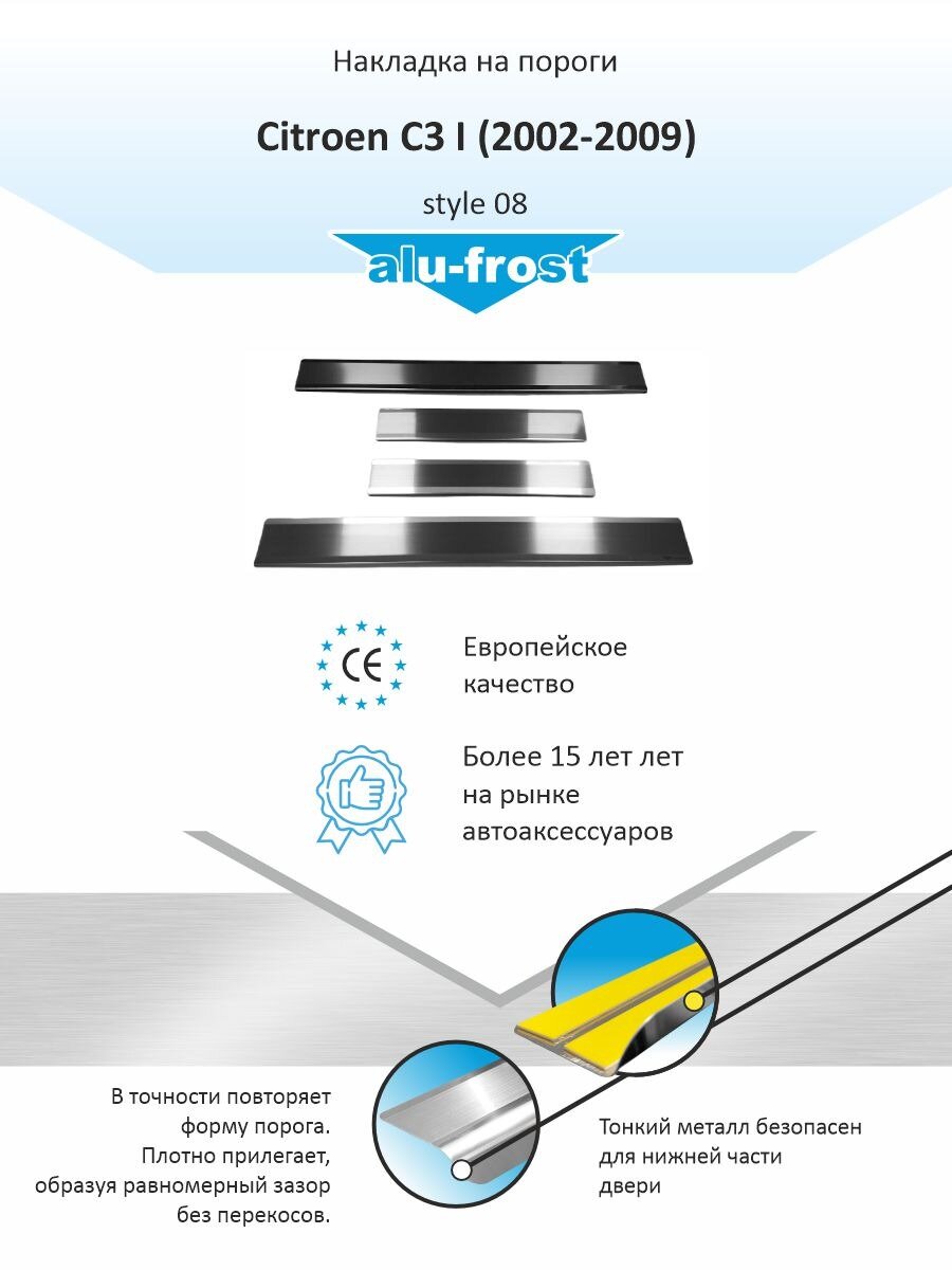 Накладки на пороги для Ситроен С3 / Citroen C3 I (2002-2009) style 08