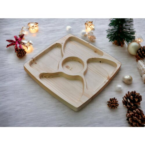 Менажница квадратная пятисекционная / Тарелка для закусок (30х30 см) (хвоя)