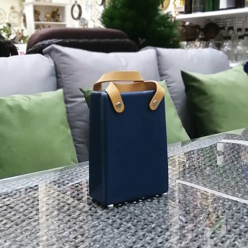 Ваза для цветов сумка 12х6х18 см с ручками керамическая синий ZY2240s