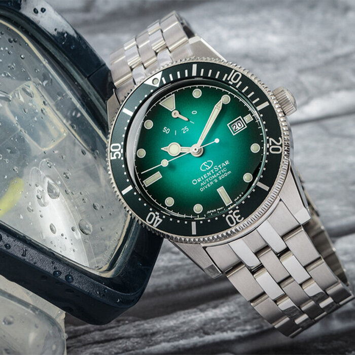 Наручные часы ORIENT, серебряный/зеленый — фото 1