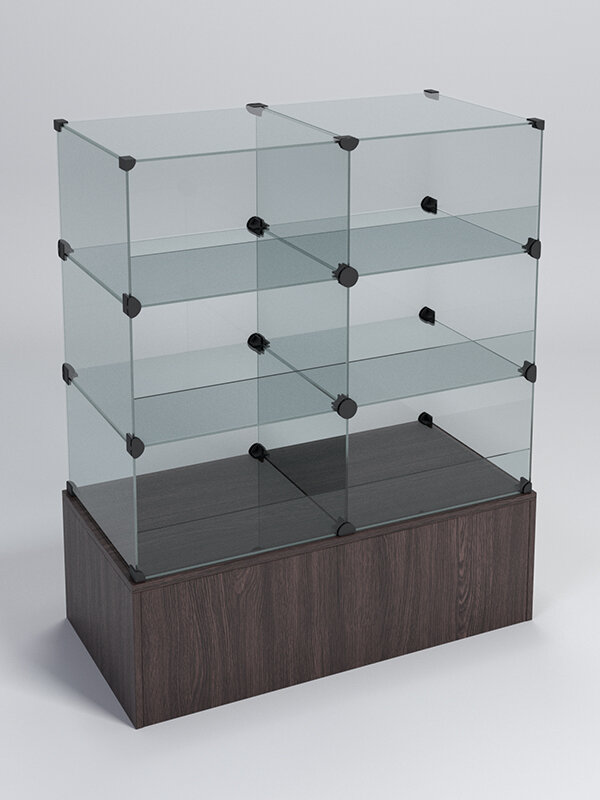 фото Прилавок "КУБ" №3-КО (без стеклянных дверок, передняя стенка - стекло), Дуб Венге 90 x 45 x 109.4 см