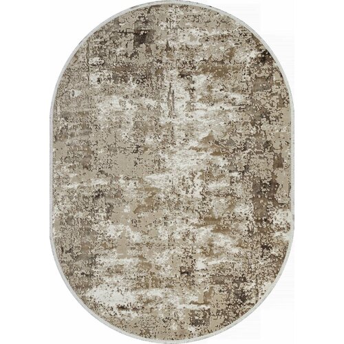 Ковер Овальный на пол в гостиную в спальню 160х220 см бежевый современный ворс 7 мм с бахромой 312028 KoverVDom