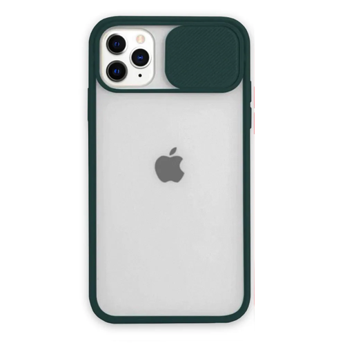 Накладка силикон для iPhone 12/12 Pro со шторкой для камеры темно-зелёная накладка силикон для iphone 13 pro max со шторкой для камеры темно синий