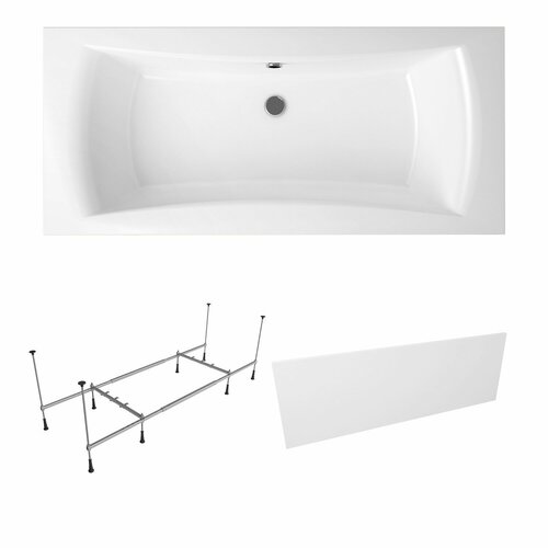 Акриловая ванна 170х75 см Lavinia Boho Evan набор 3 в 1: прямоугольная ванна, металлический каркас, лицевой экран