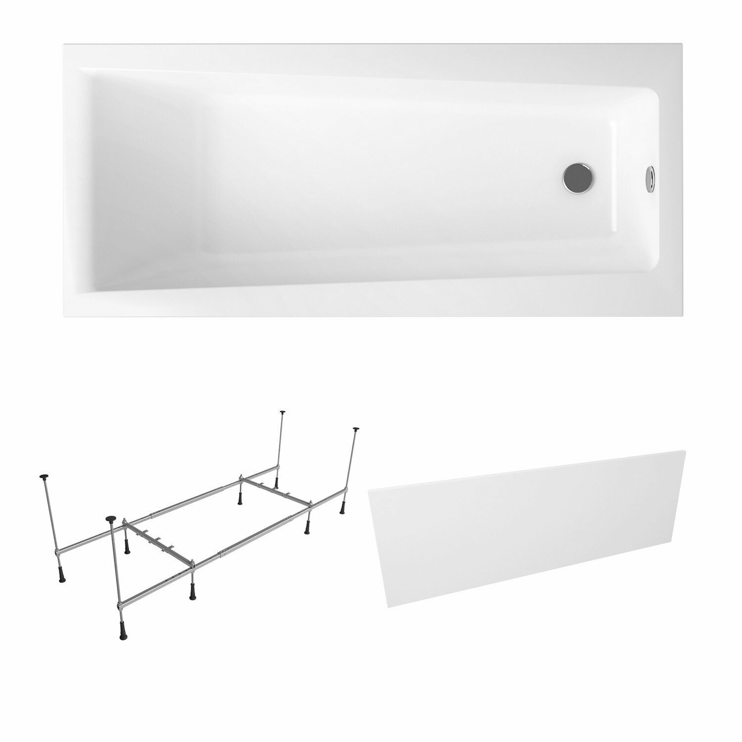 Акриловая ванна 170х75 см Lavinia Boho Rock набор 3 в 1 S2-37070075: прямоугольная ванна, металлический каркас, лицевой экран