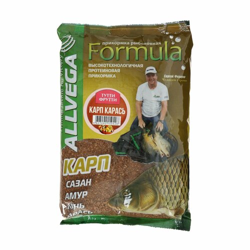 Прикормка ALLVEGA Formula Carp Carassin, карп, карась, тутти фрутти, 900 г прикормка allvega formula carp carassin карп карась тутти фрутти 900 г